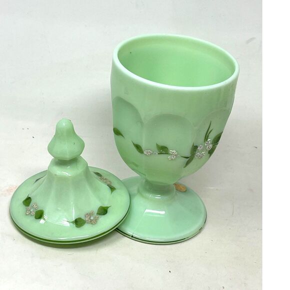 Westmoreland Glass Sea Foam Green Mint Lidded, Footed Candy Sugar Jar Dish ‘79 - Picture 2 of 8